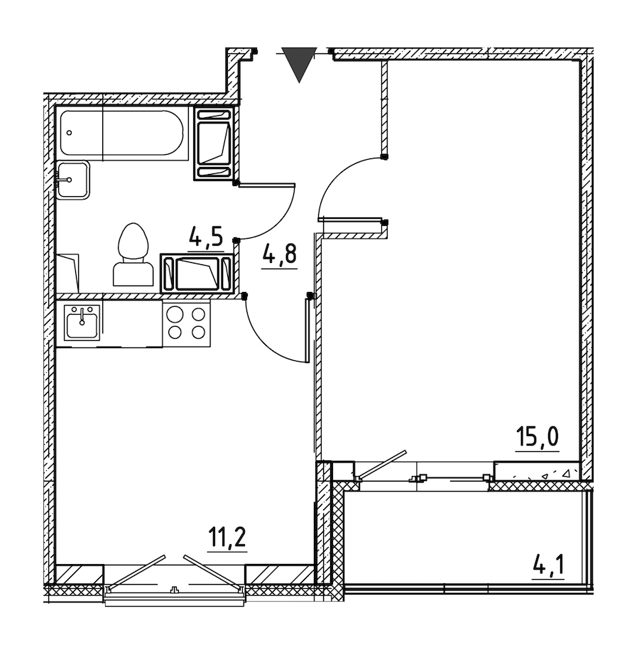 1-комнатная квартира 37.6 м², 7/12 эт., ЖК «Квартал Che»